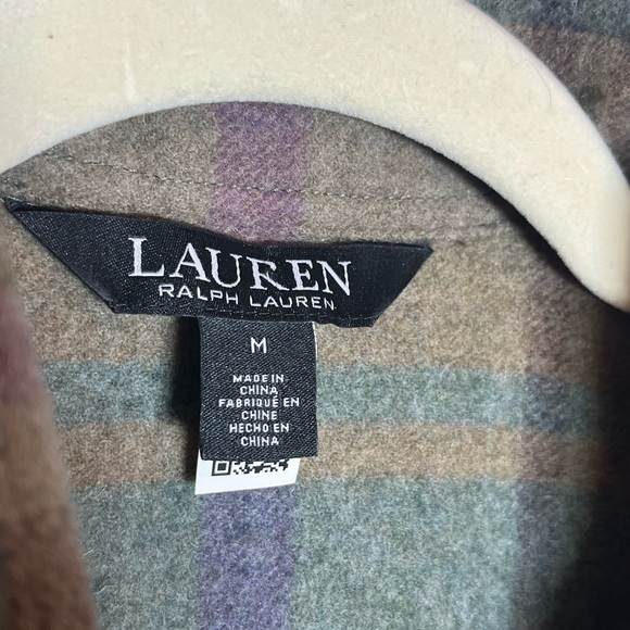 Lauren Ralph Lauren Plaid Fringe-Trim Twill Shirt Jacket Sz M - Picture 4 of 9